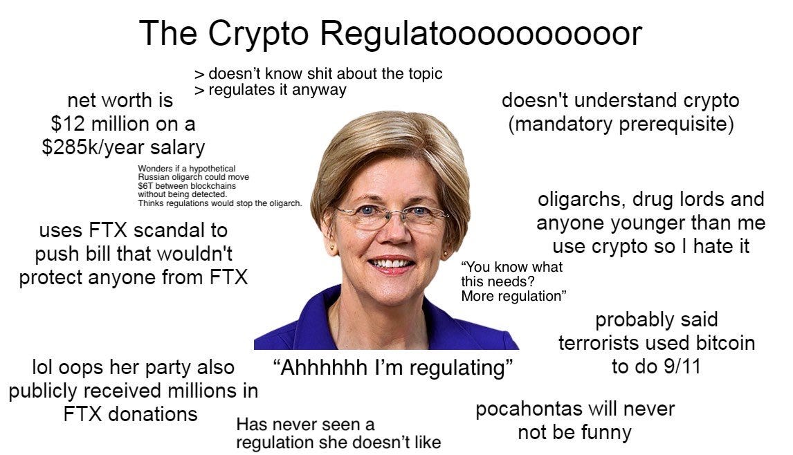 Senator Elizabeth Warren is trying to kill crypto